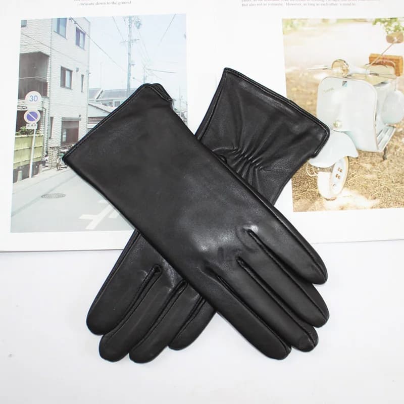 gants cuir noir